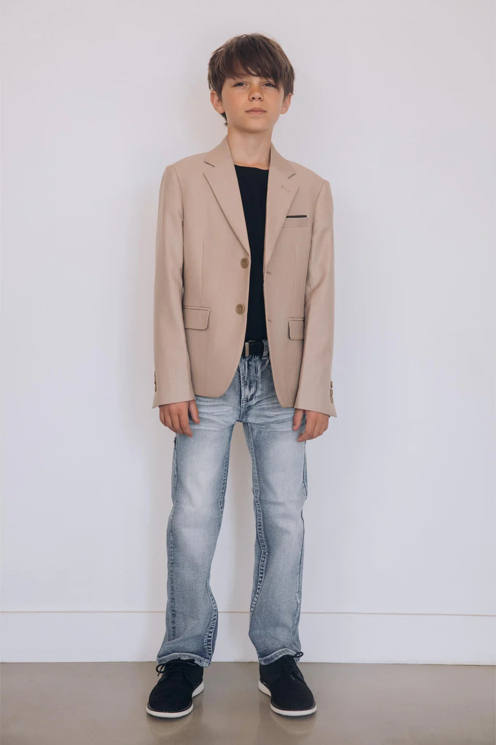Boy's Modern Fit Stretch Occasion Beige Blazer