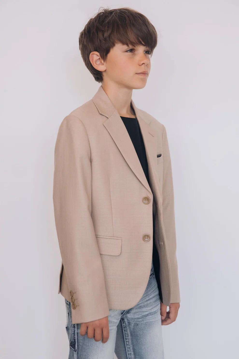 Boy's Modern Fit Stretch Occasion Beige Blazer