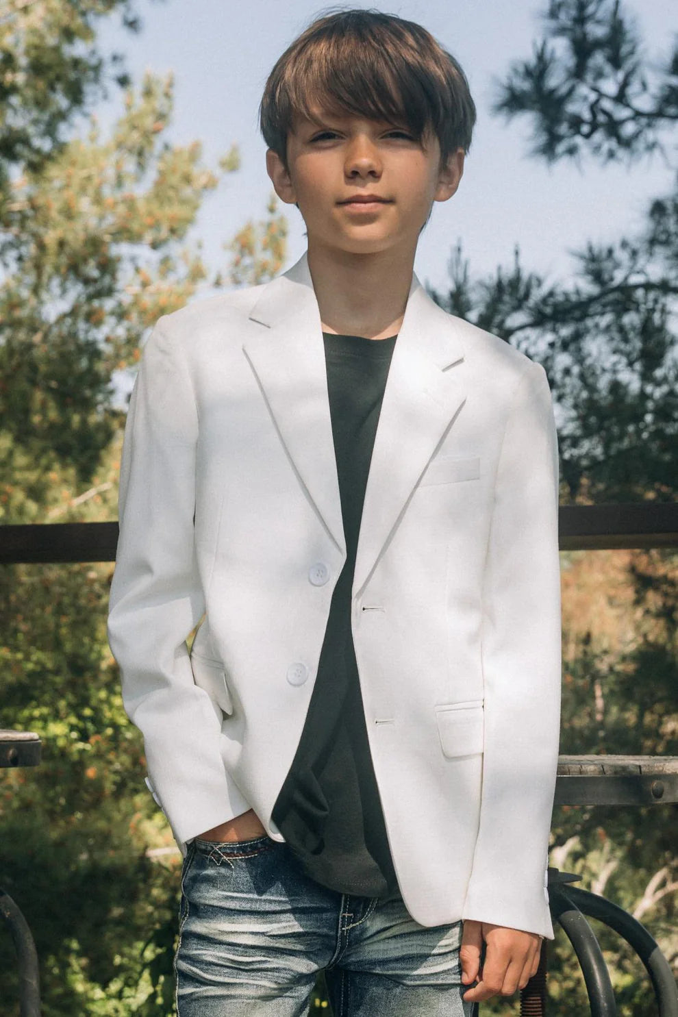 Boys' Modern Fit Stretch Occasion White Blazer