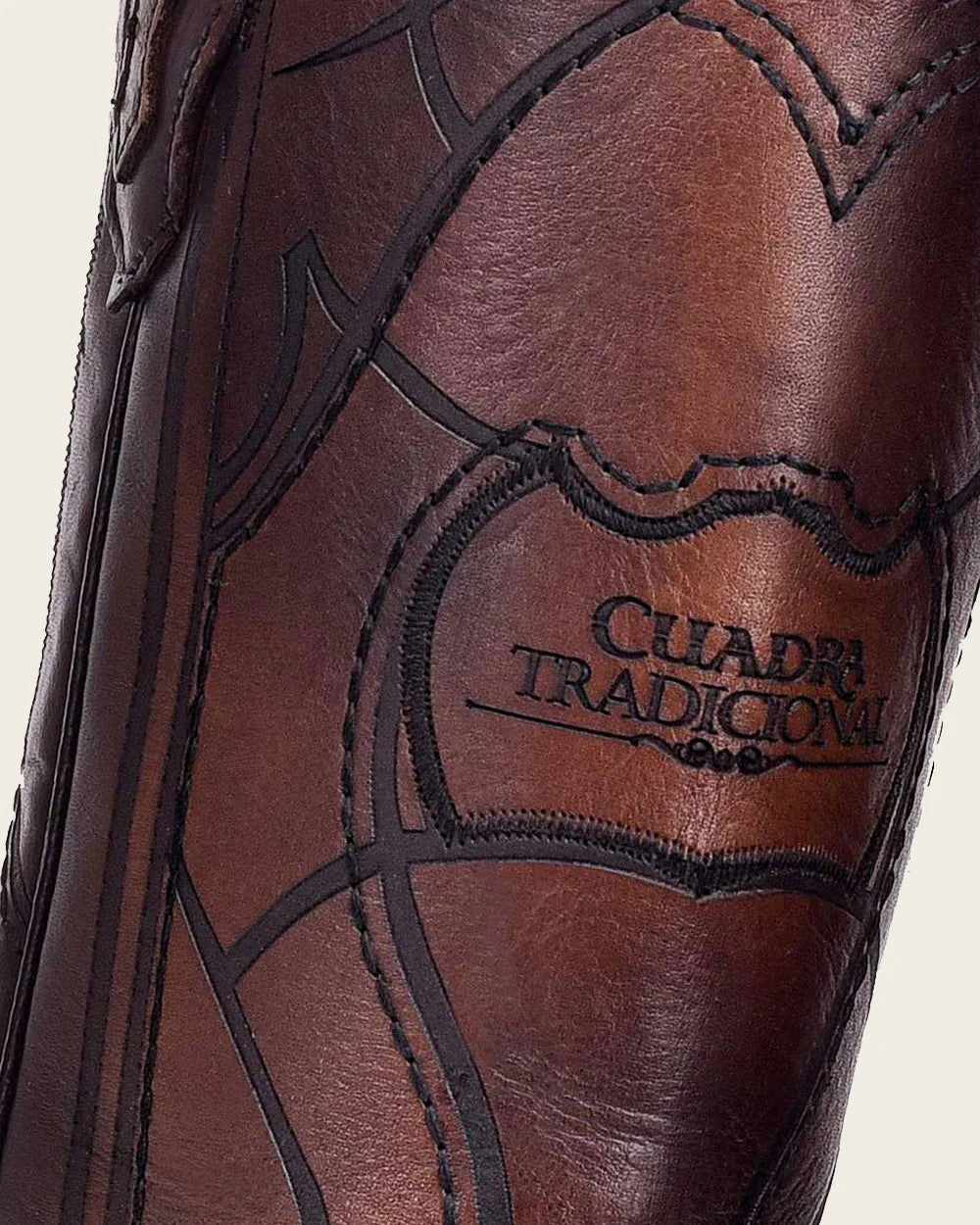 Cuadra Men's Engraved Brown Cowhide Leather Western Boot