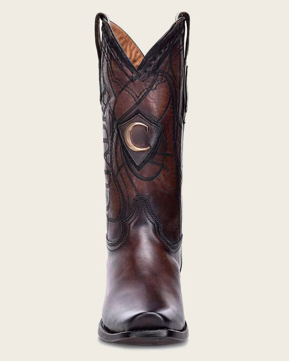 Cuadra Men's Engraved Brown Cowhide Leather Western Boot