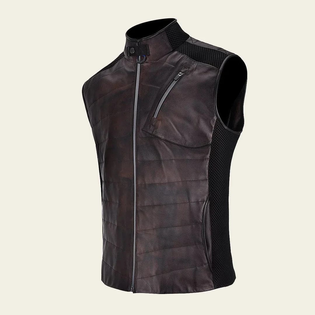 Cuadra Mens leather Vest Chocolate