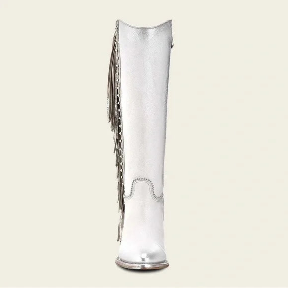 Cuadra Angelina White Fringe Boot
