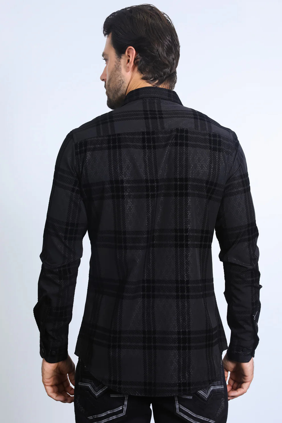 Men's Modern Fit Spandex Black Shirt