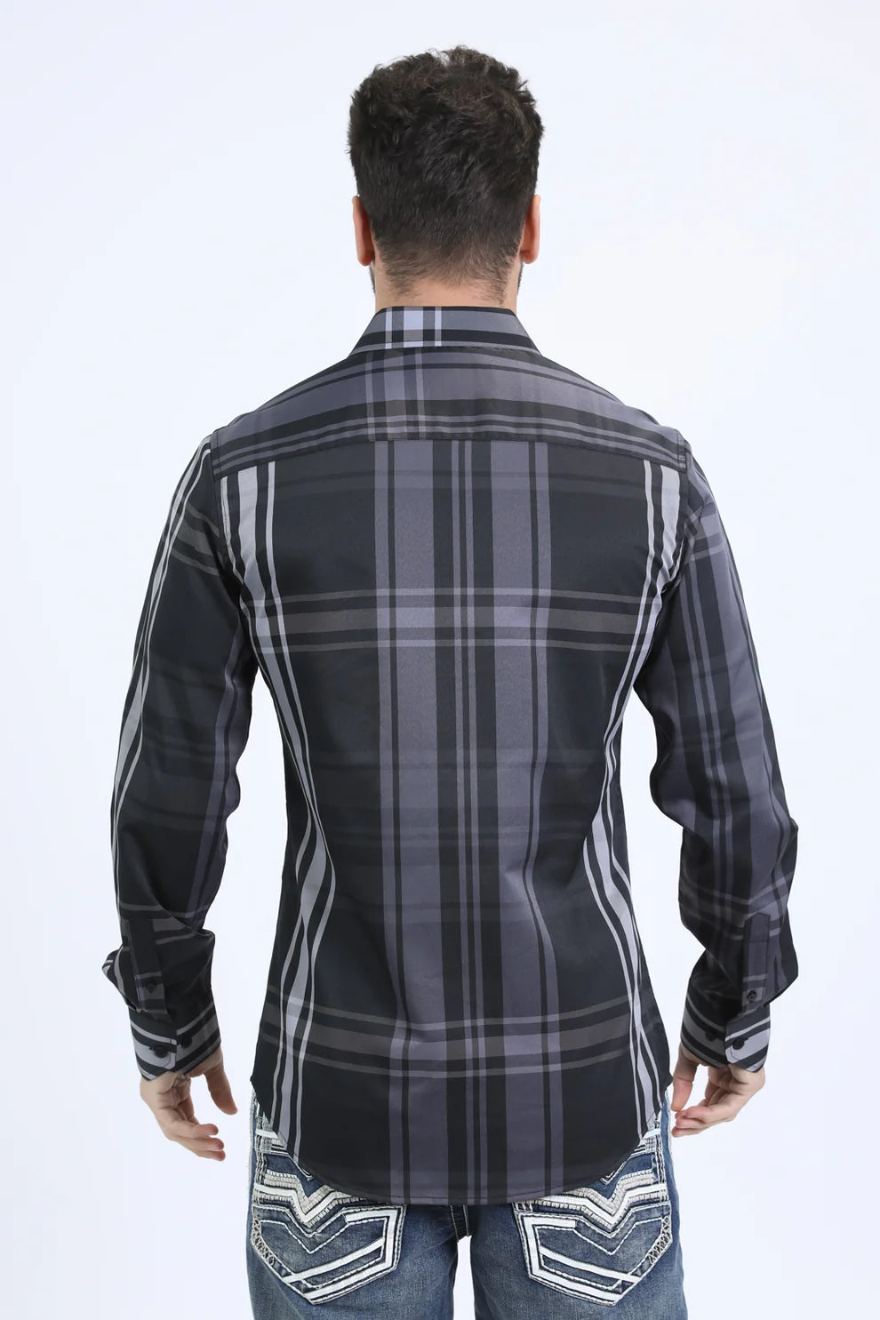 Mens Checkered Long Sleeve Black/Grey Shirt