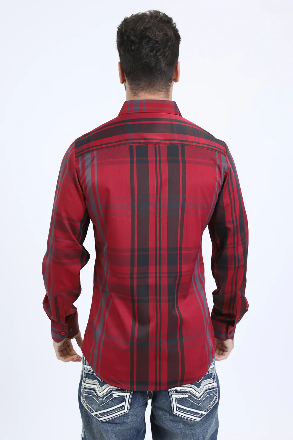 Men's Checkered Long Sleeve Red Shirt