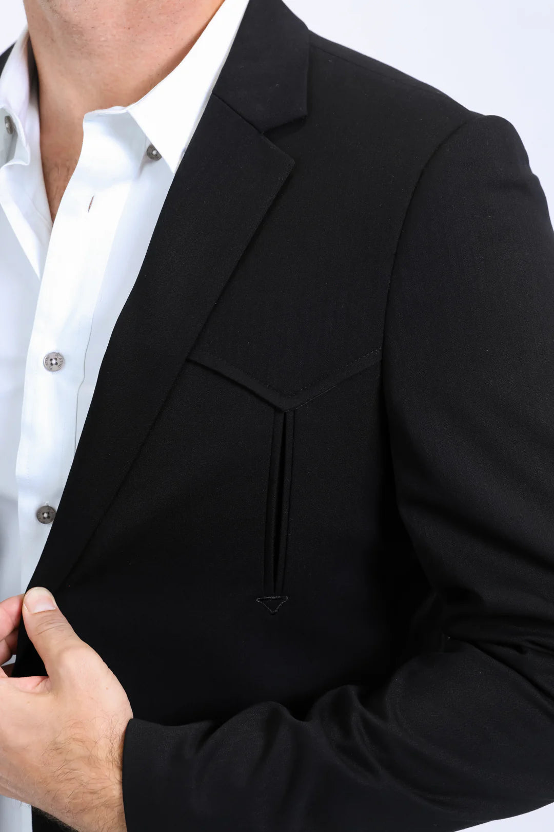 Blazer negro estilo western con dos botones para hombre