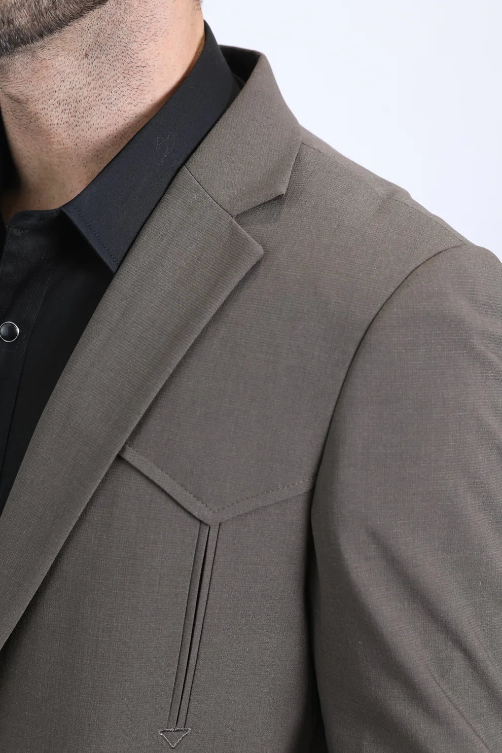 Blazer marrón oscuro estilo western con dos botones para hombre