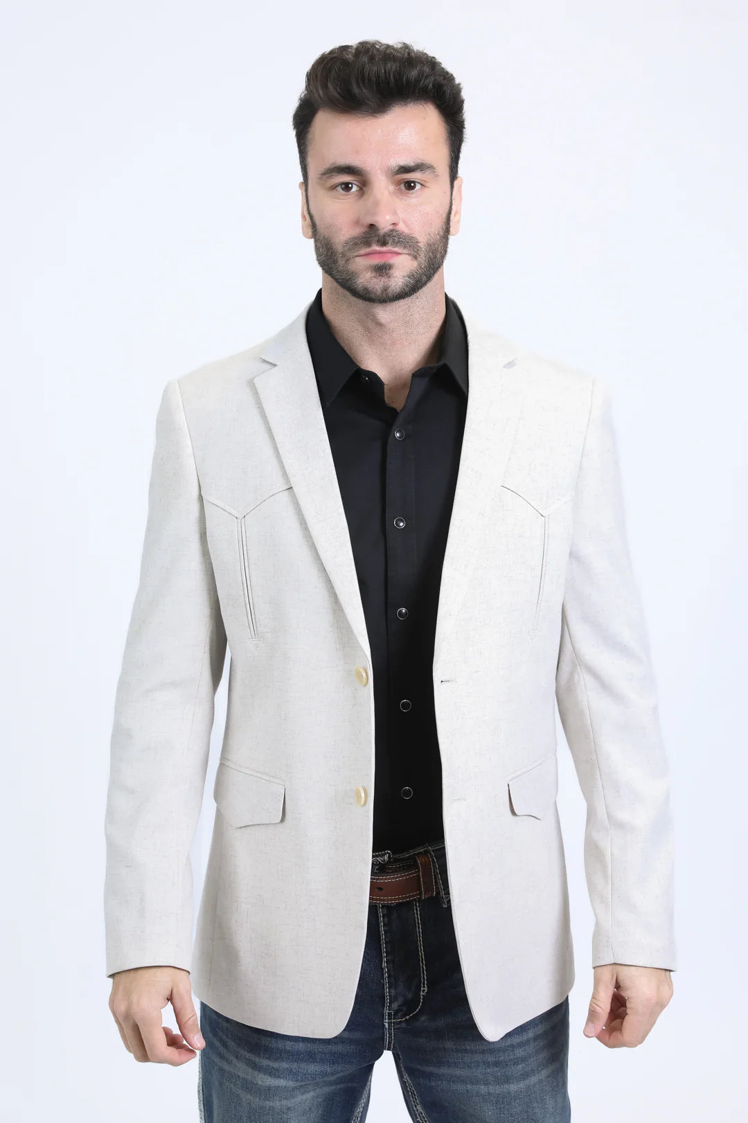 Blazer estilo western con dos botones para hombre