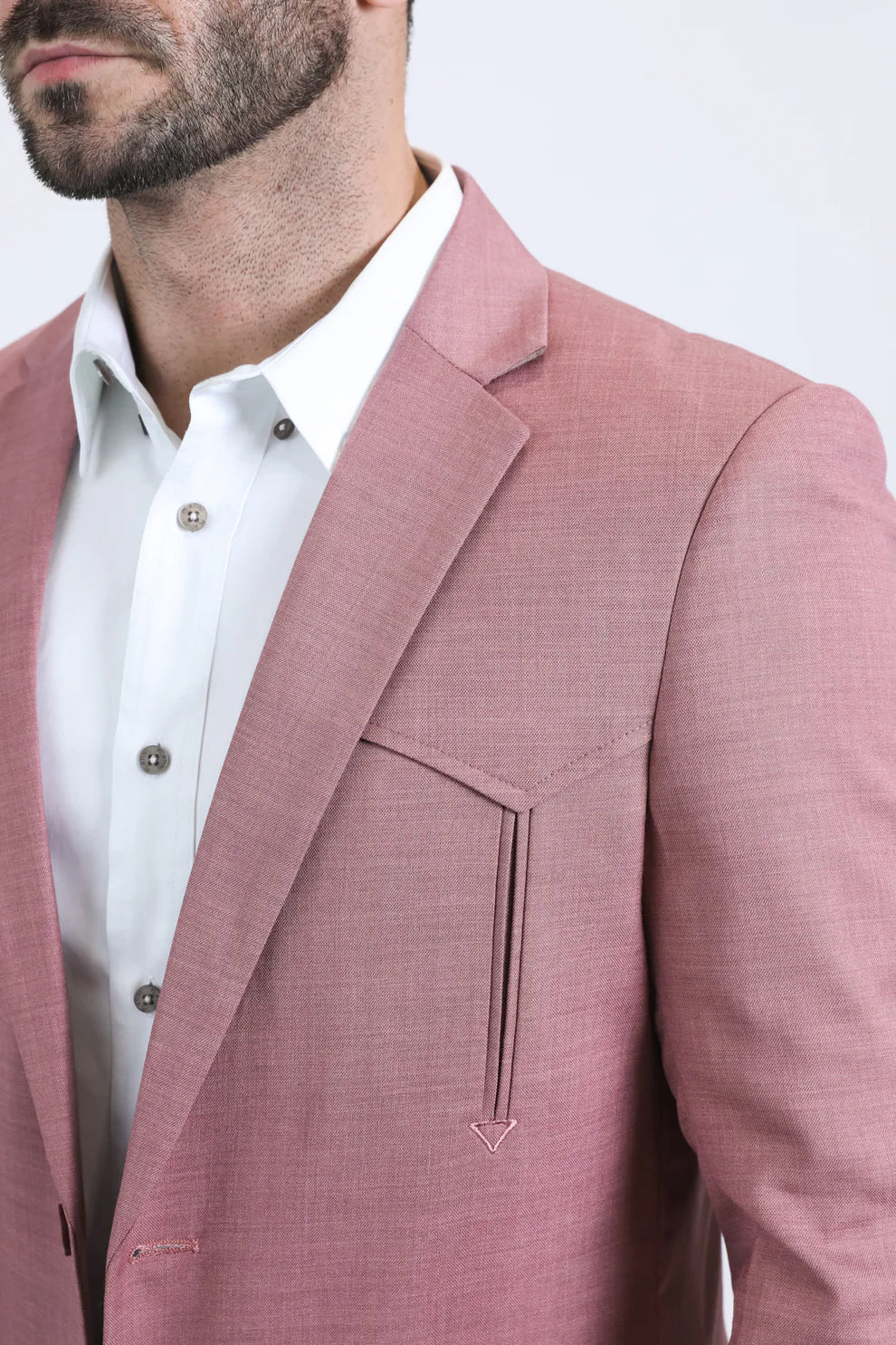 Men's Double Button Western Blazer Pink