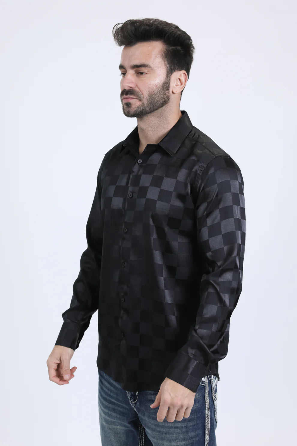 Men's Modern Fit Long Sleeve Black Shirt