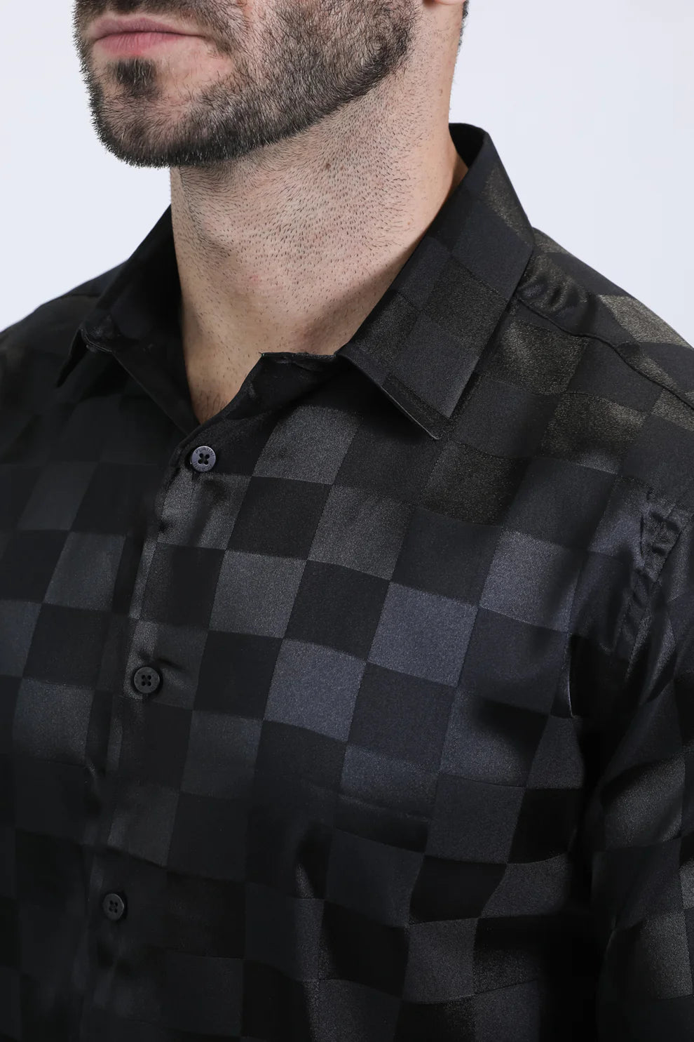 Men's Modern Fit Long Sleeve Black Shirt