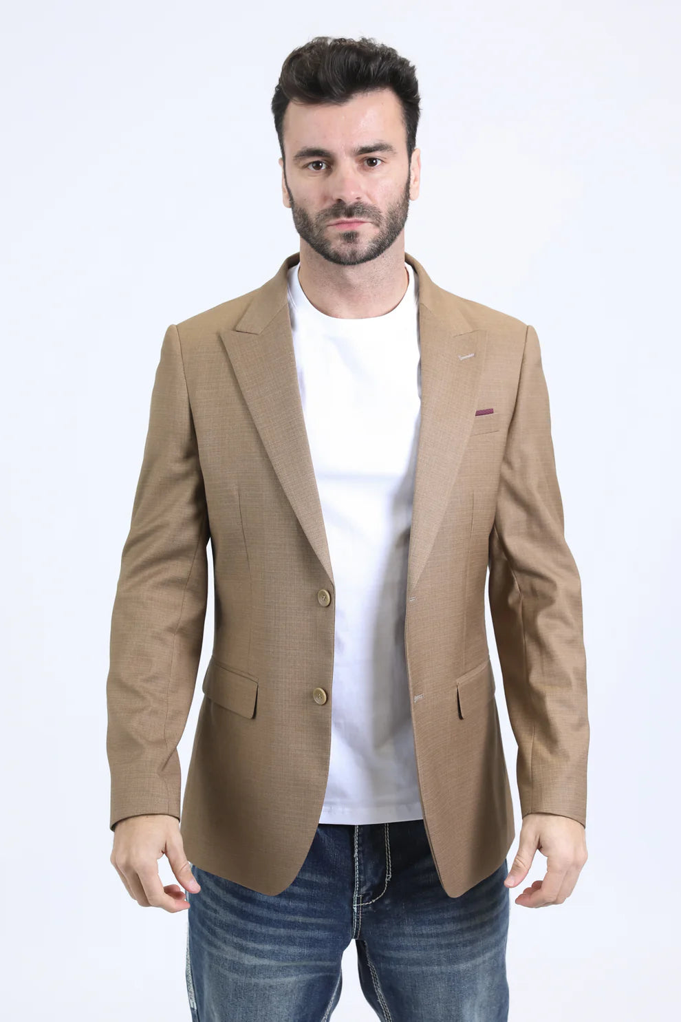 Blazer marrón de corte moderno para hombre