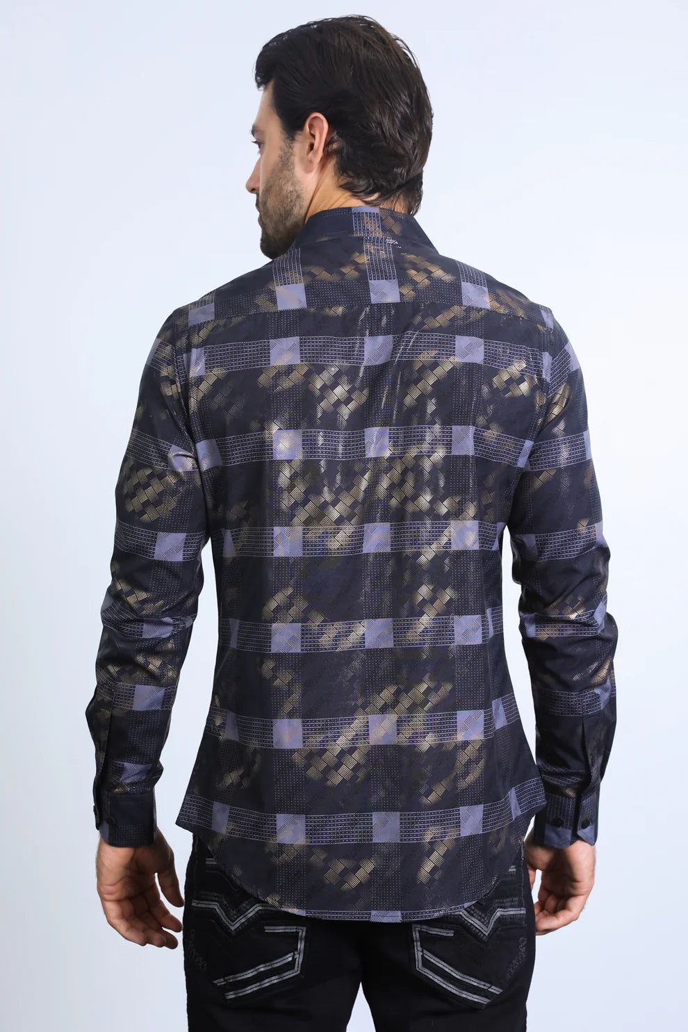 Mens Modern Fit Stretch Black Shirt