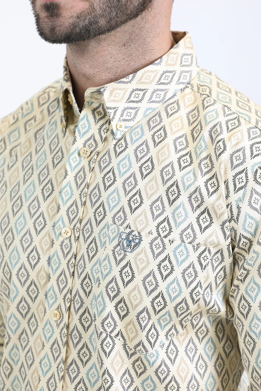 Mens Modern Fit Long Sleeve Beige Shirt (CWL10755