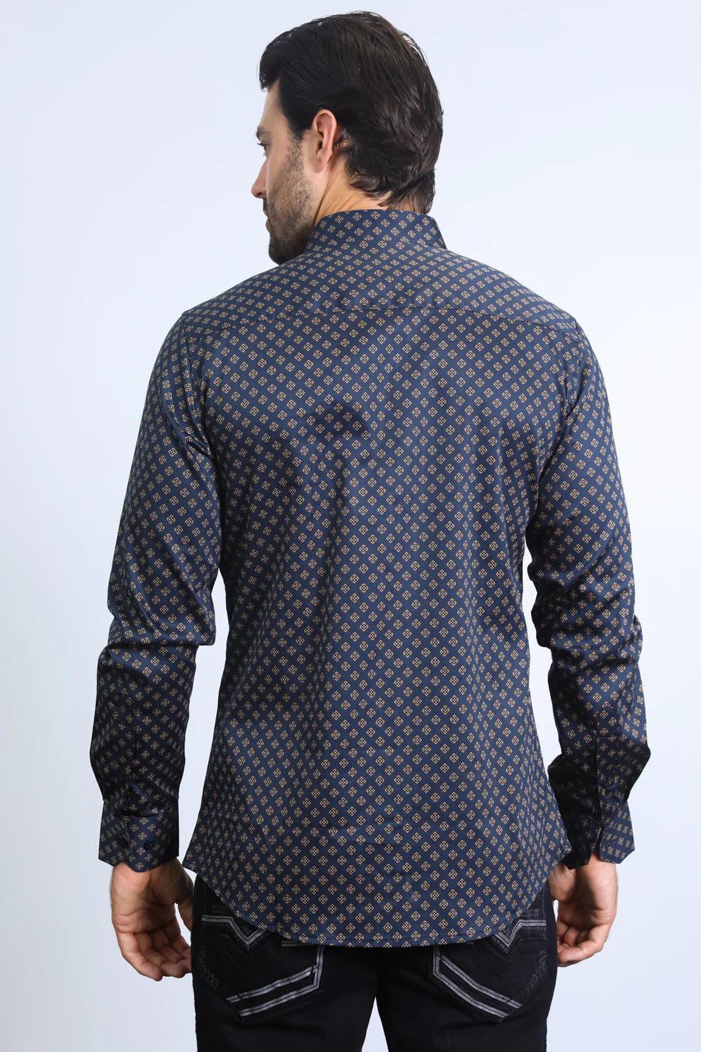 Mens Modern Fit Navy Long Sleeve Shirt