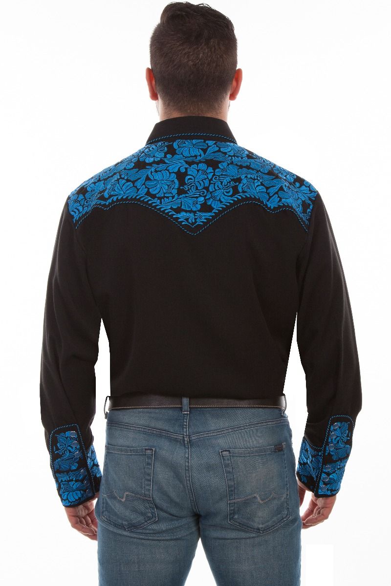 Royal Men's Long Sleeve Snap Front Tooled Embroidered Shirt