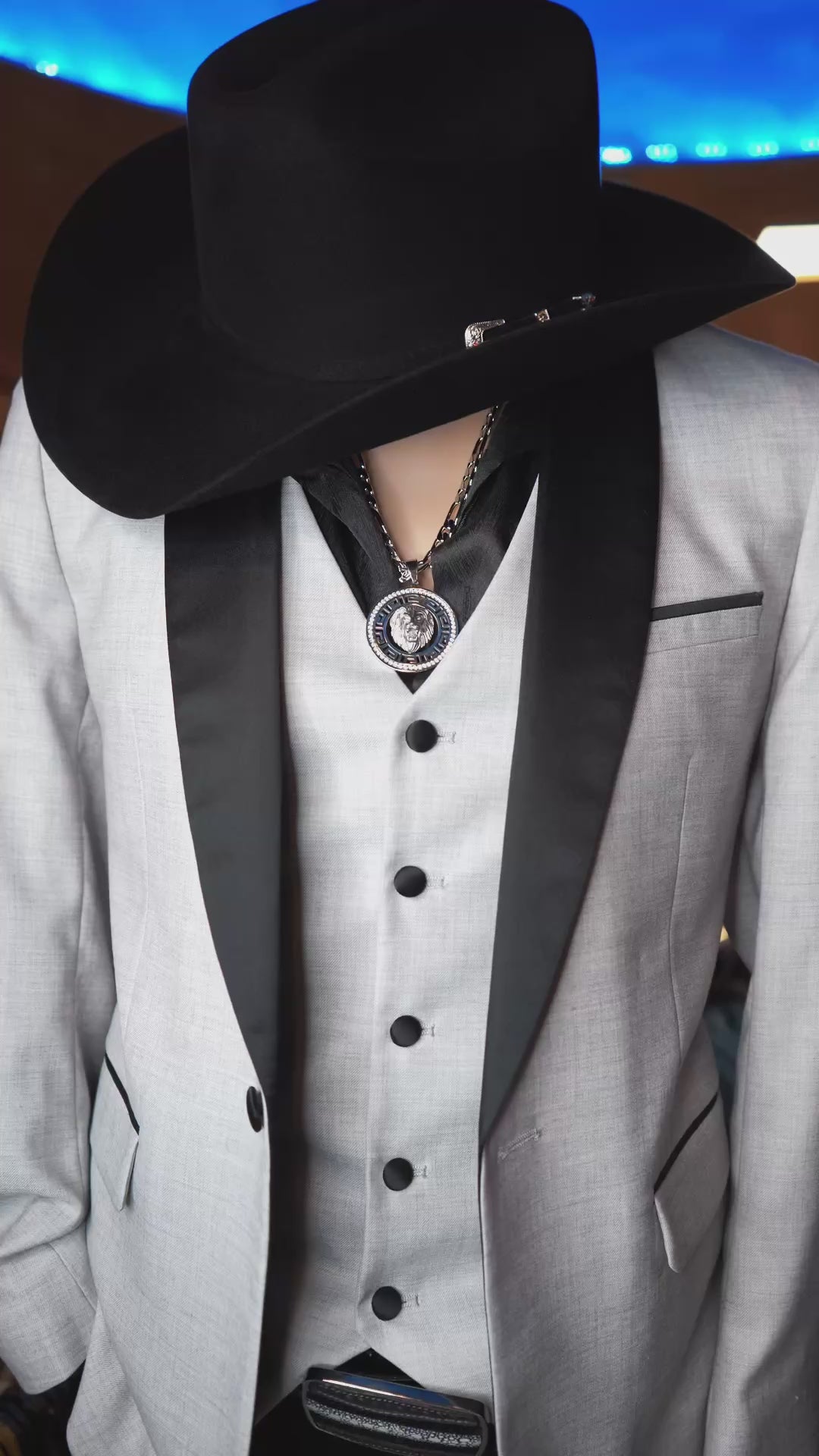 Men’s Grey & Black Collar 3-Piece Luxury Suit Set
