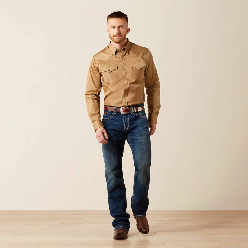 Ariat Solid Khaki Twill Fitted Shirt