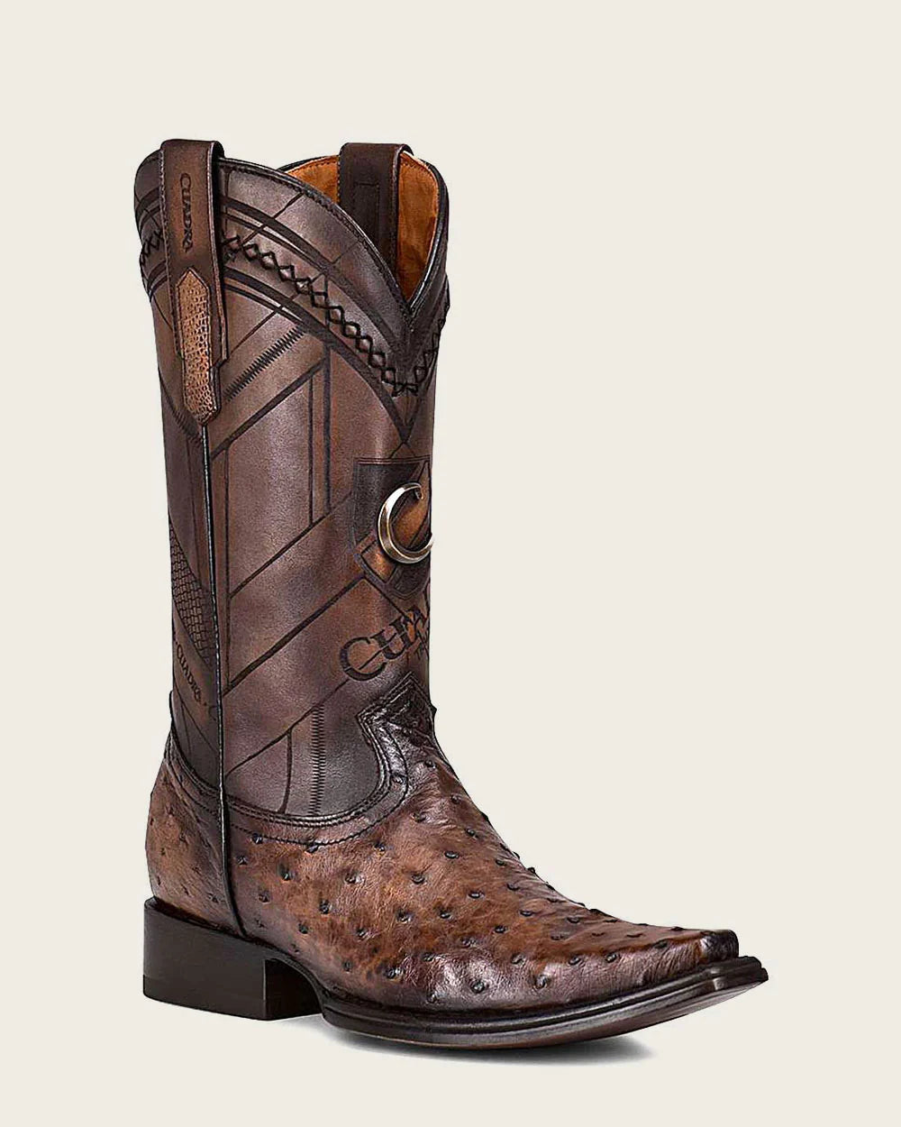 Handcrafted Dark Brown Ostrich Leather Western Boots for Men