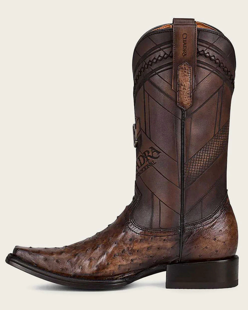 Handcrafted Dark Brown Ostrich Leather Western Boots for Men