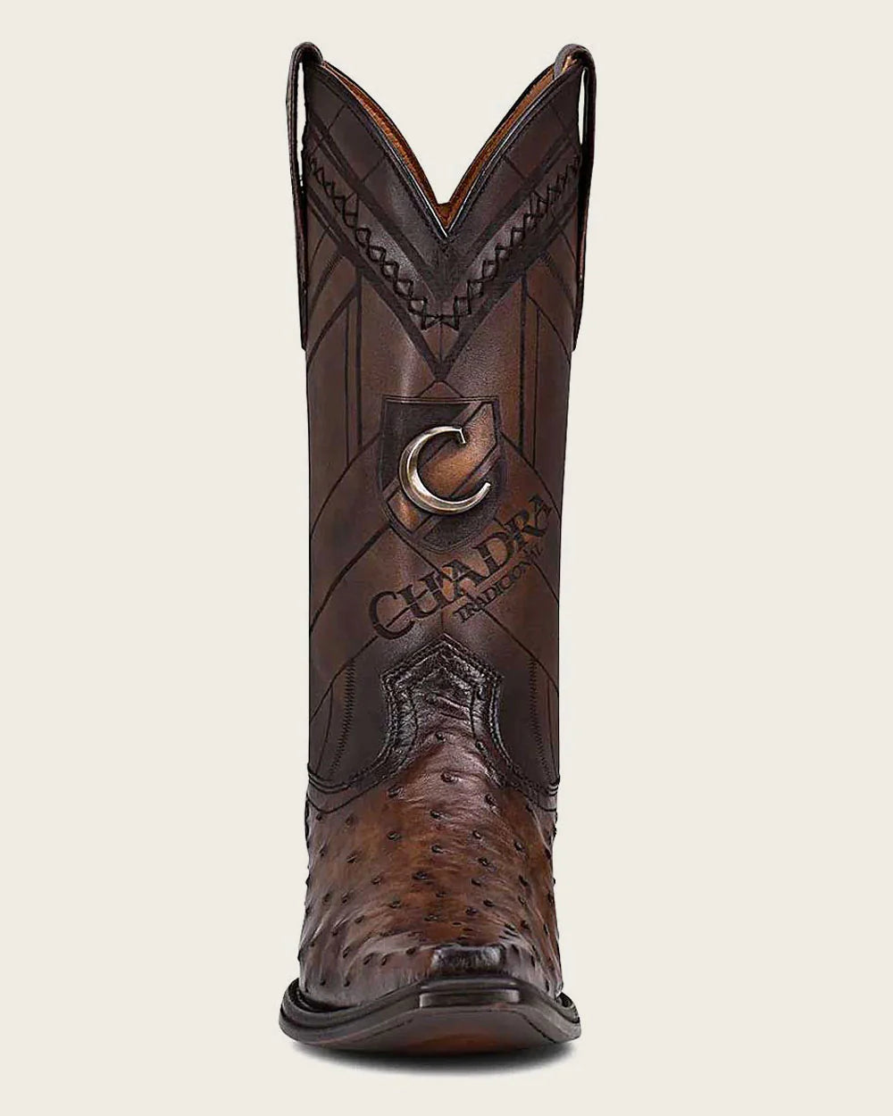 Handcrafted Dark Brown Ostrich Leather Western Boots for Men
