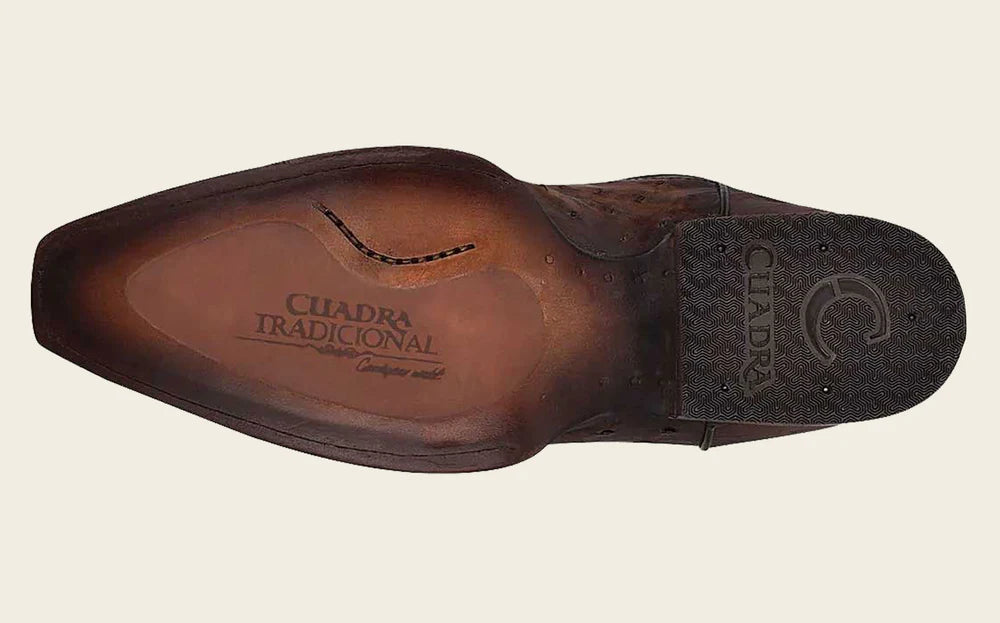 Handcrafted Dark Brown Ostrich Leather Western Boots for Men