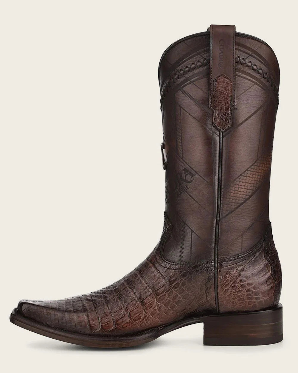 Handcrafted Dark Brown Cayman Fuscus Leather Western Boots
