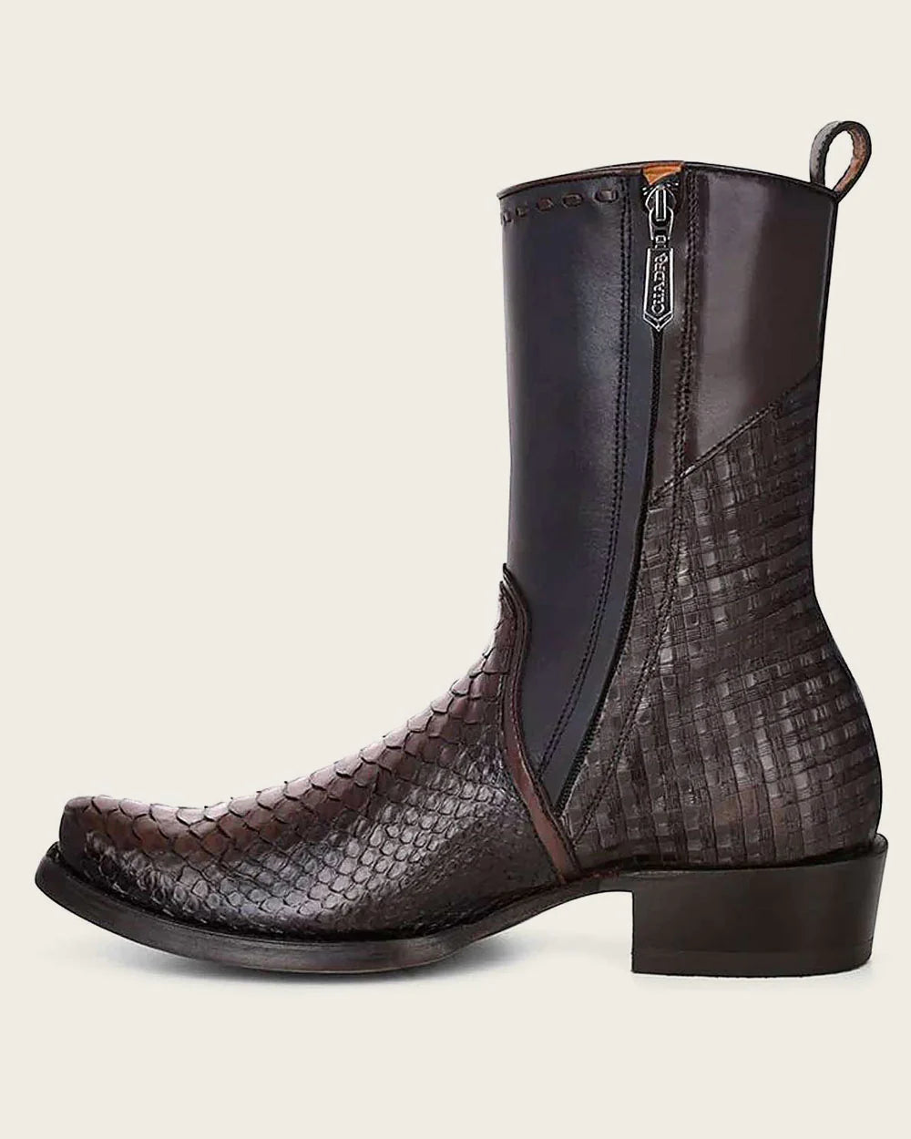 Cuadra Lisboa Black Python Laser & Woven and Zipper Narrow