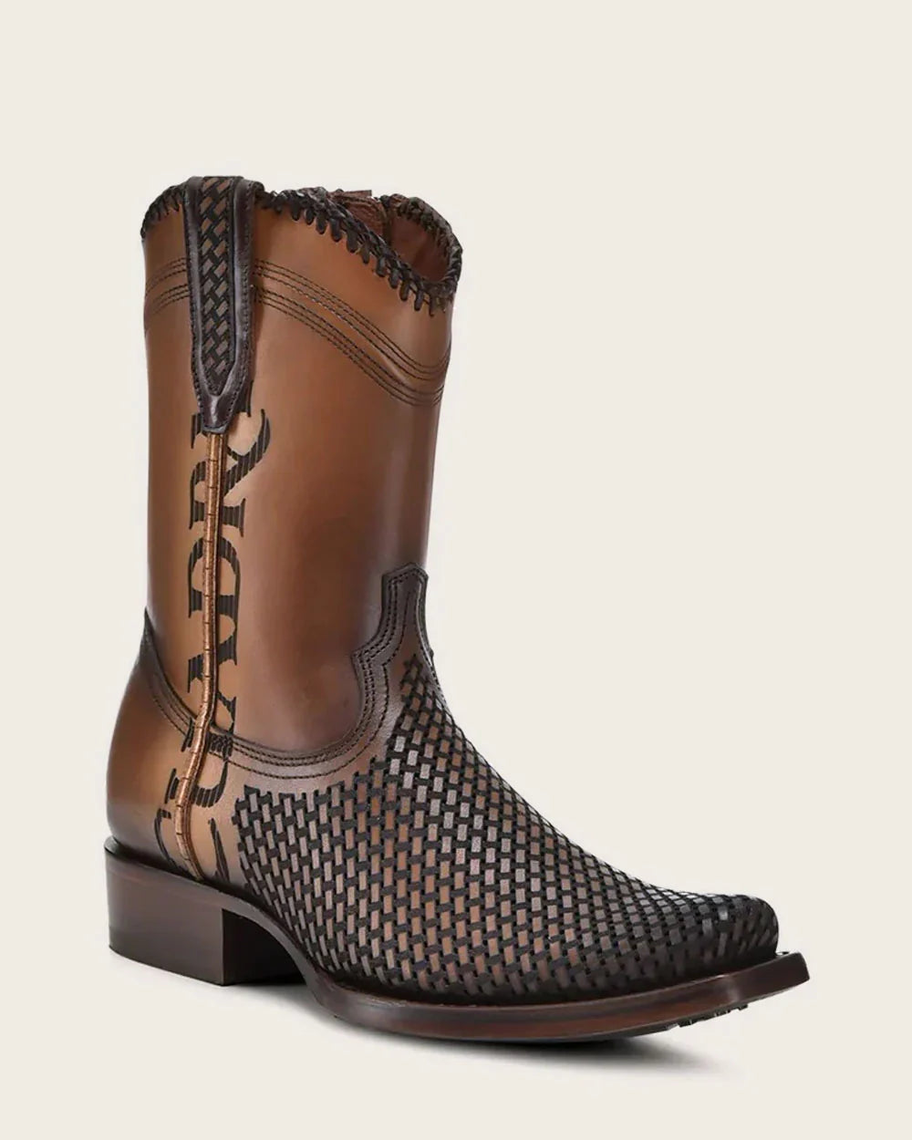 Bota urbana casual color miel de piel bovina Cuadra