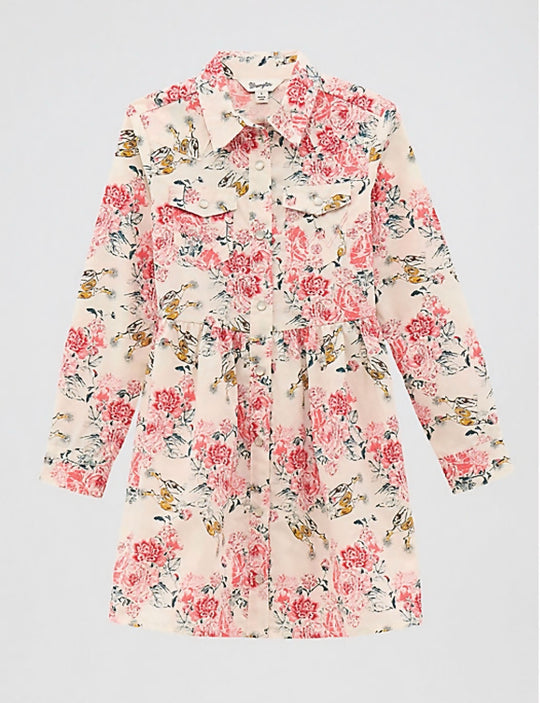 Wrangler Girls Floral Spur Western Snap Dress