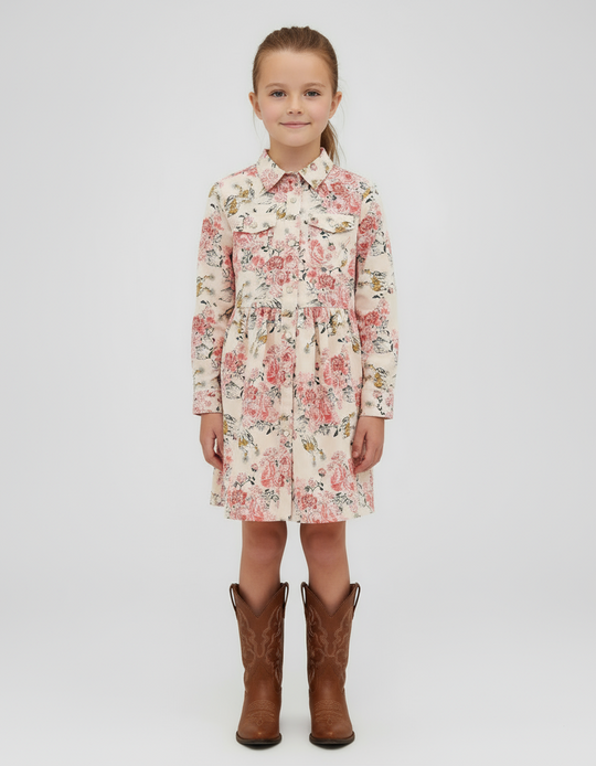 Wrangler Girls Floral Spur Western Snap Dress
