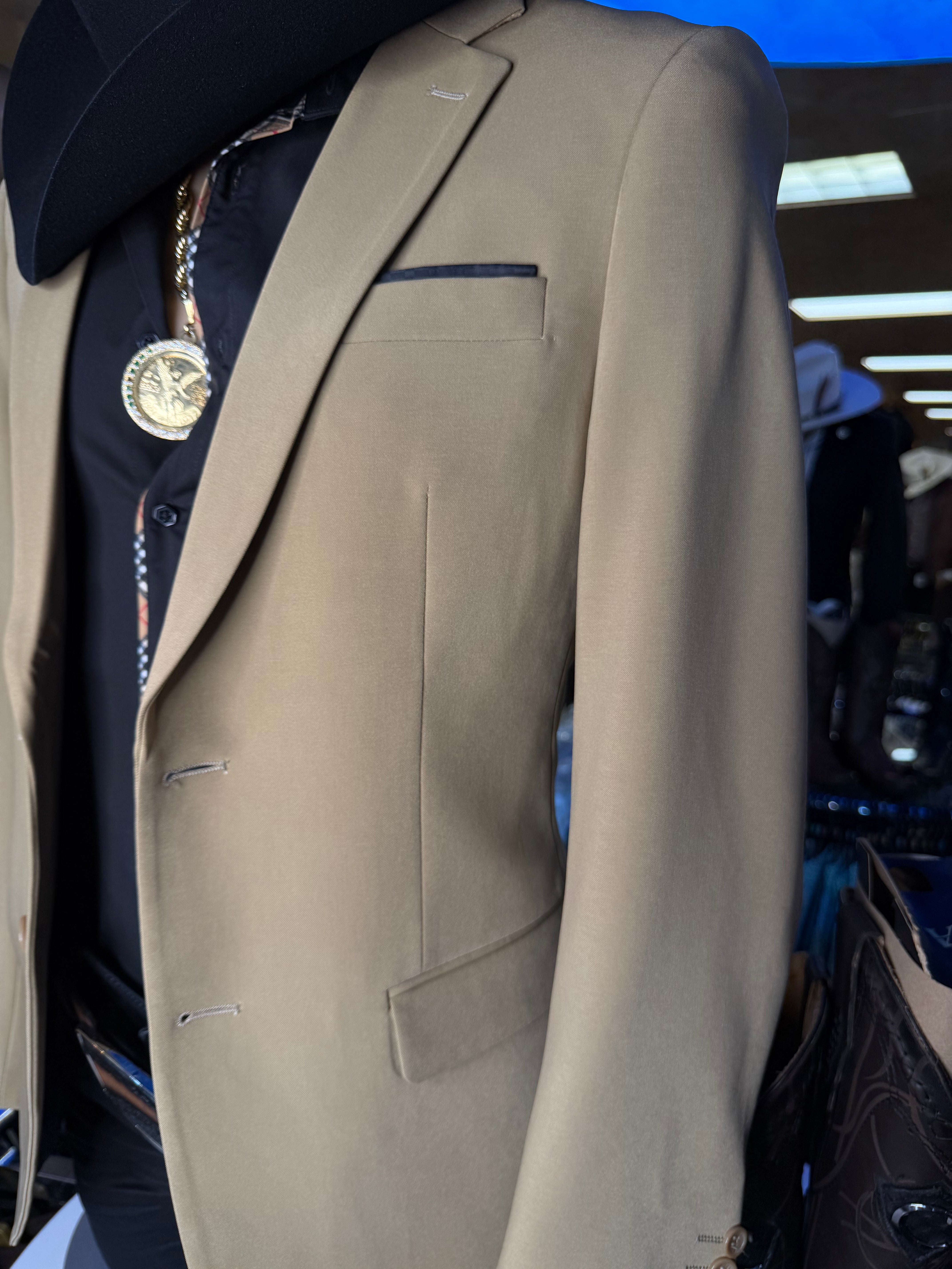 Mens Modern Fit Stretch Brown Blazer