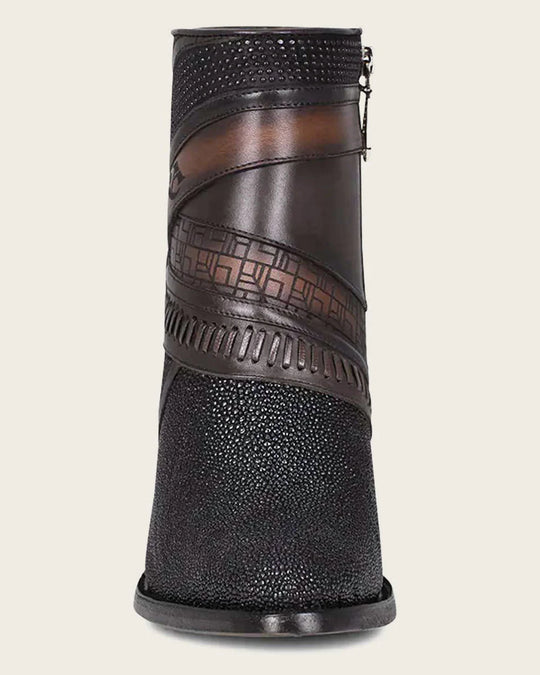 Cuadra Stingray Ankle Black Exotic Bootie