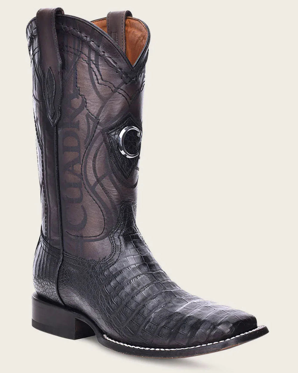 Western Black Square Toe Cayman Exotic Boot