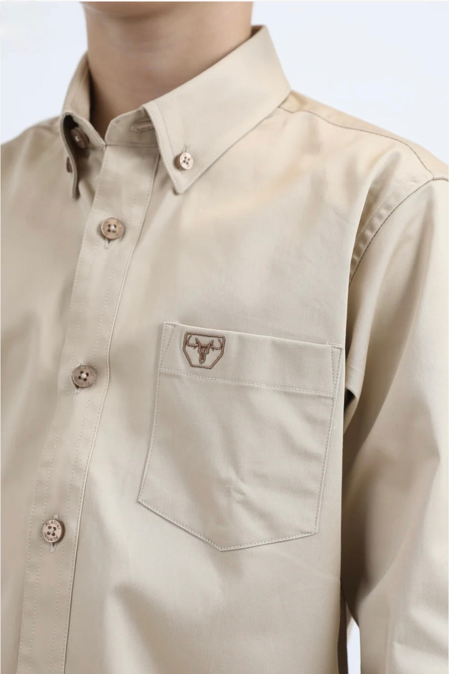 BOY’S LIGHT BEIGE SLIM FIT DRESS SHIRT