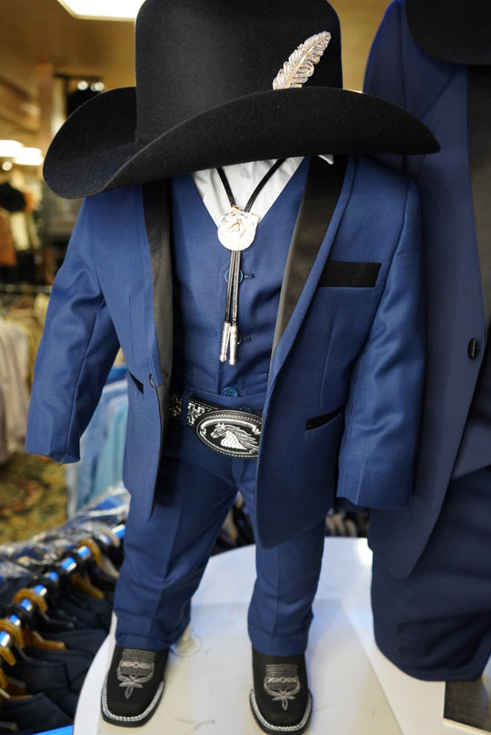Boys’ Navy Elegance – 4-Piece Suit Set