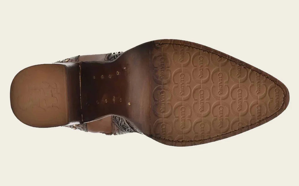 Botín Cuadra de piel de pitón color miel