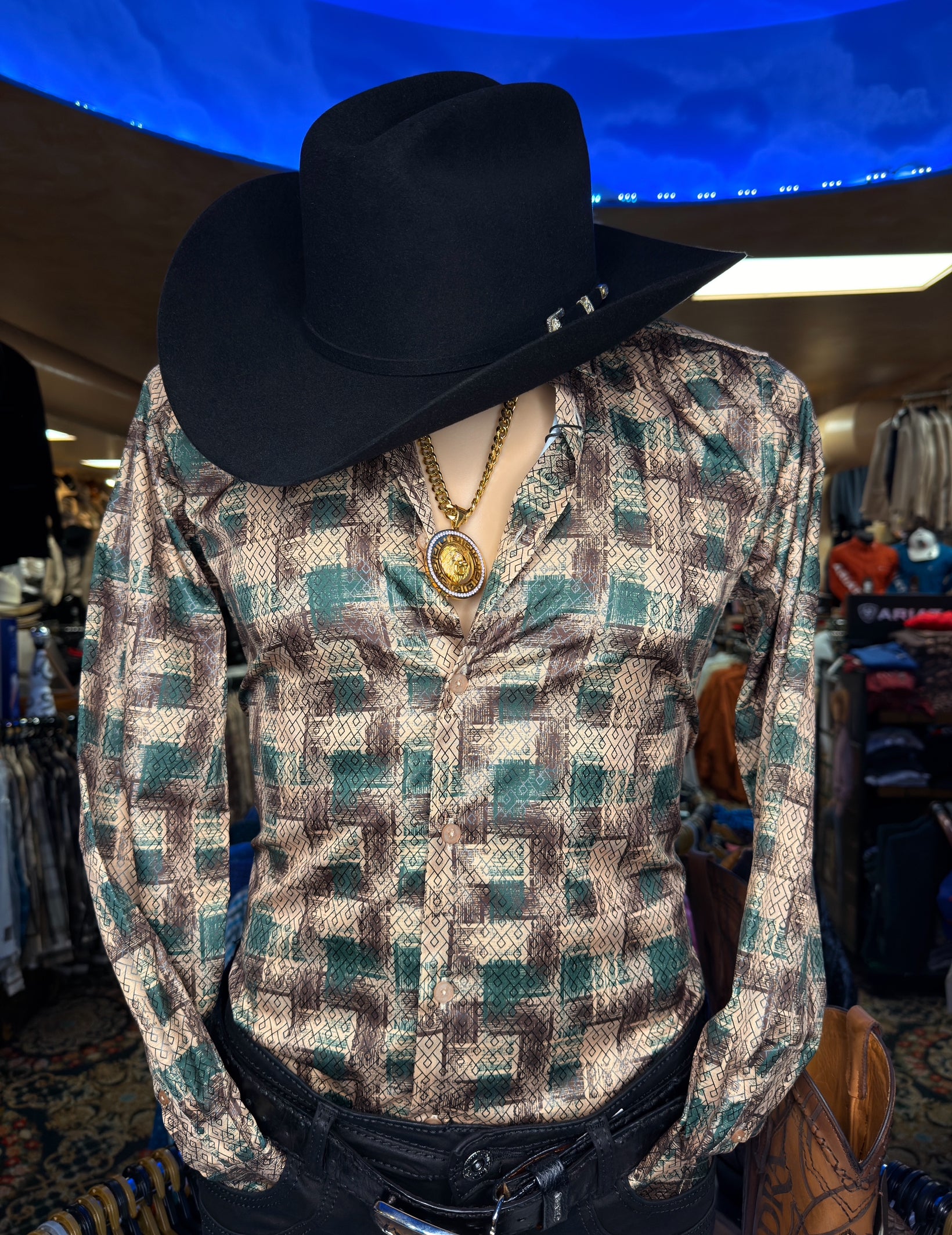 *NEW* Modern Fit Green/Beige Shirt