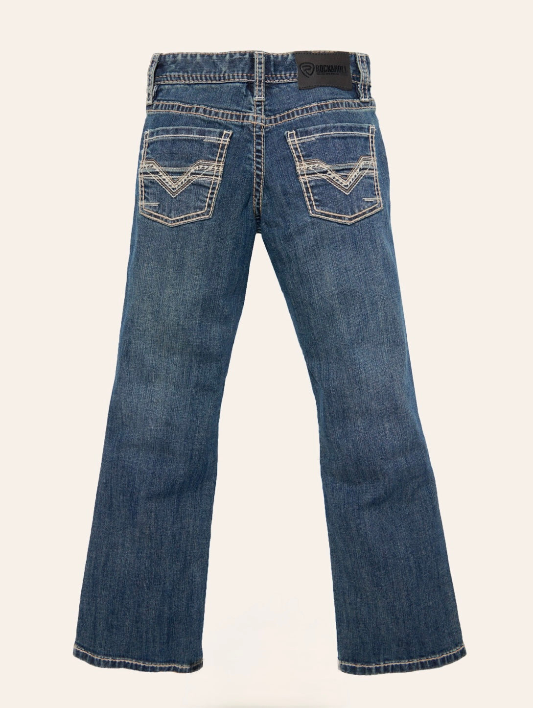 ROCK & ROLL DENIM BOY'S DARK VINTAGE LADDER STITCH BOOTCUT JEANS
