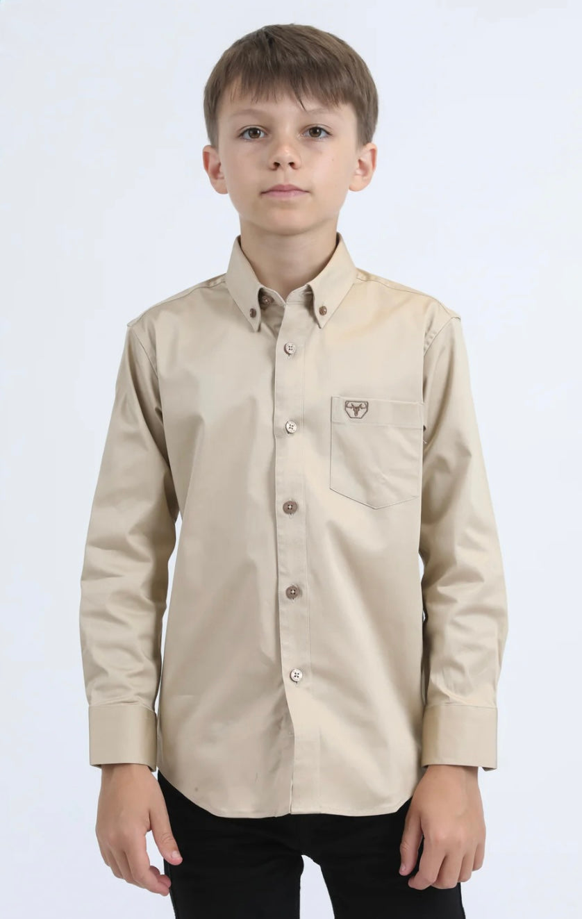 BOY’S LIGHT BEIGE SLIM FIT DRESS SHIRT