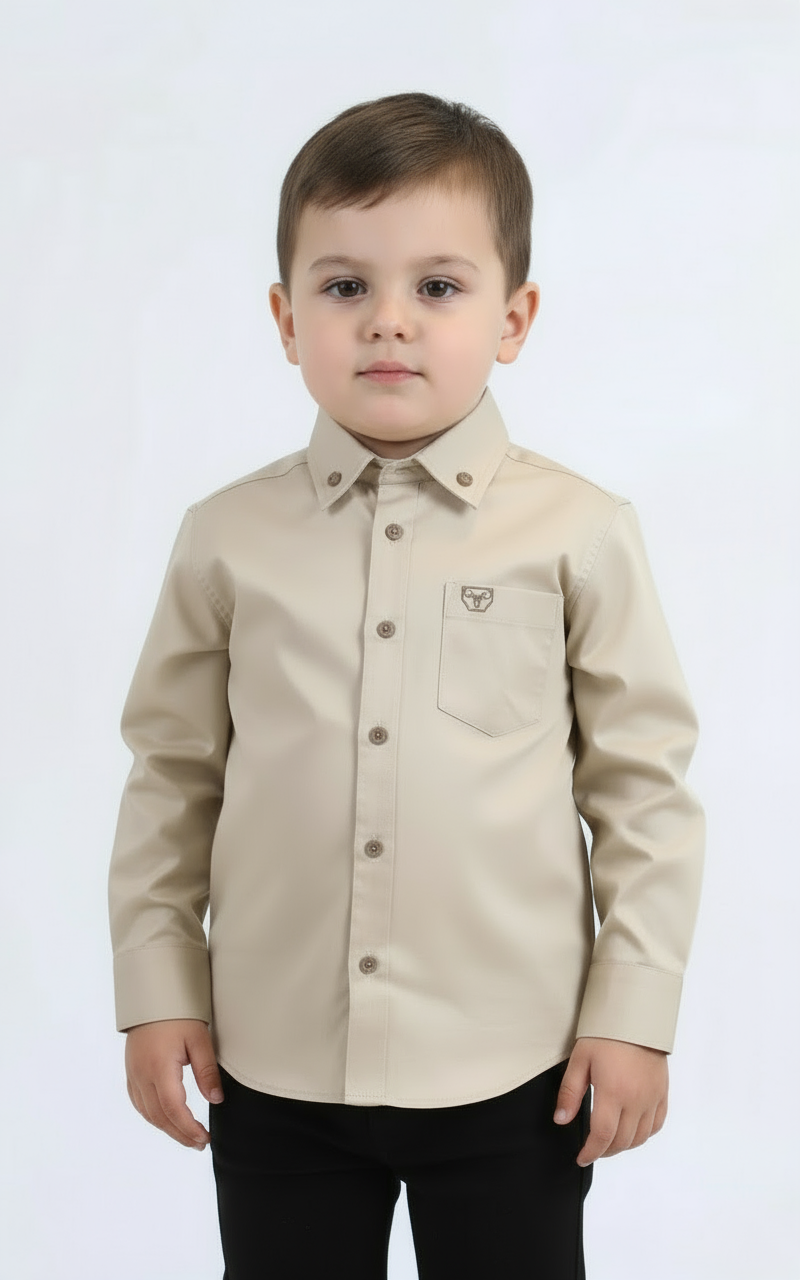 BOY’S LIGHT BEIGE SLIM FIT DRESS SHIRT