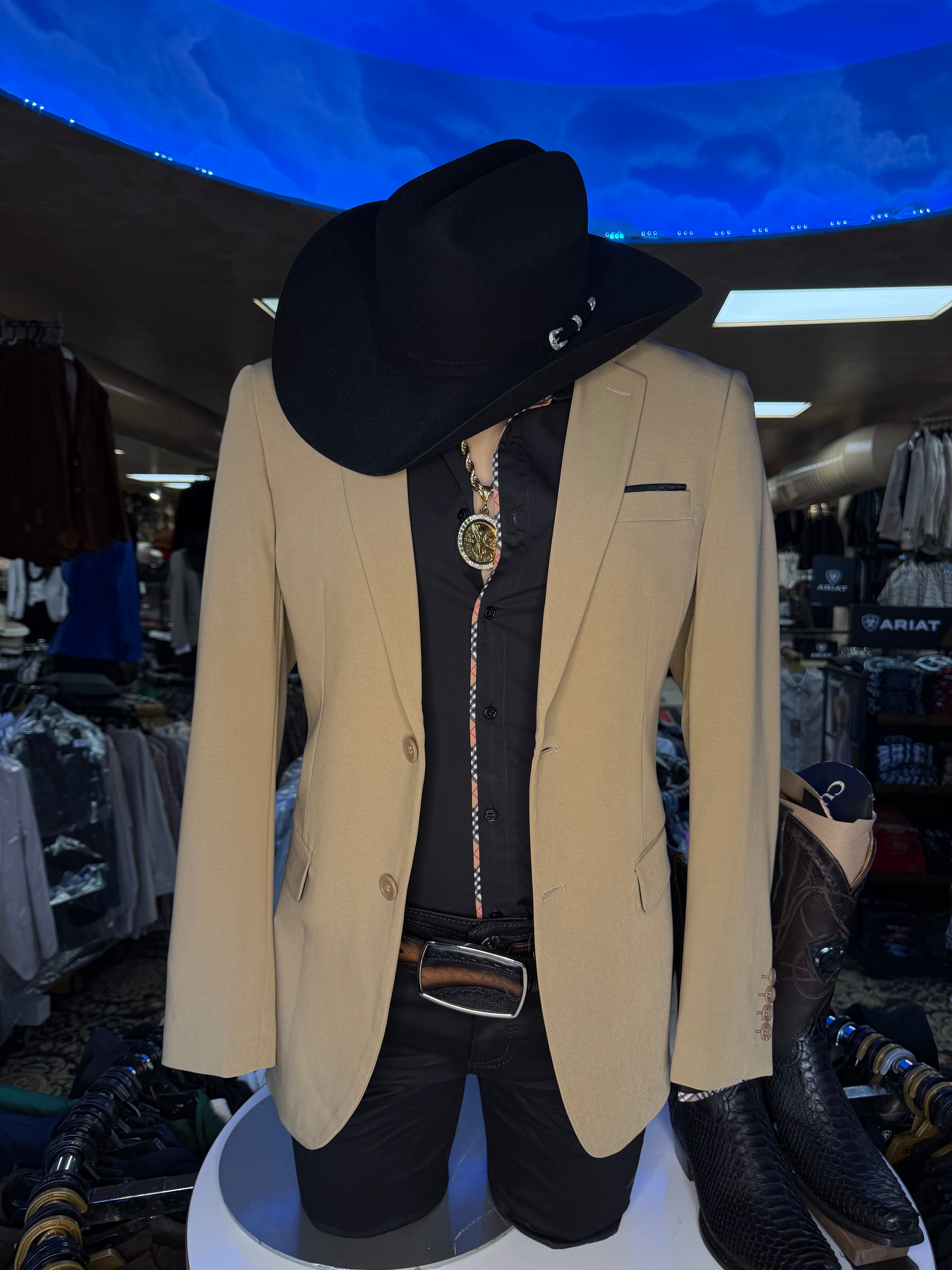 Mens Modern Fit Stretch Brown Blazer