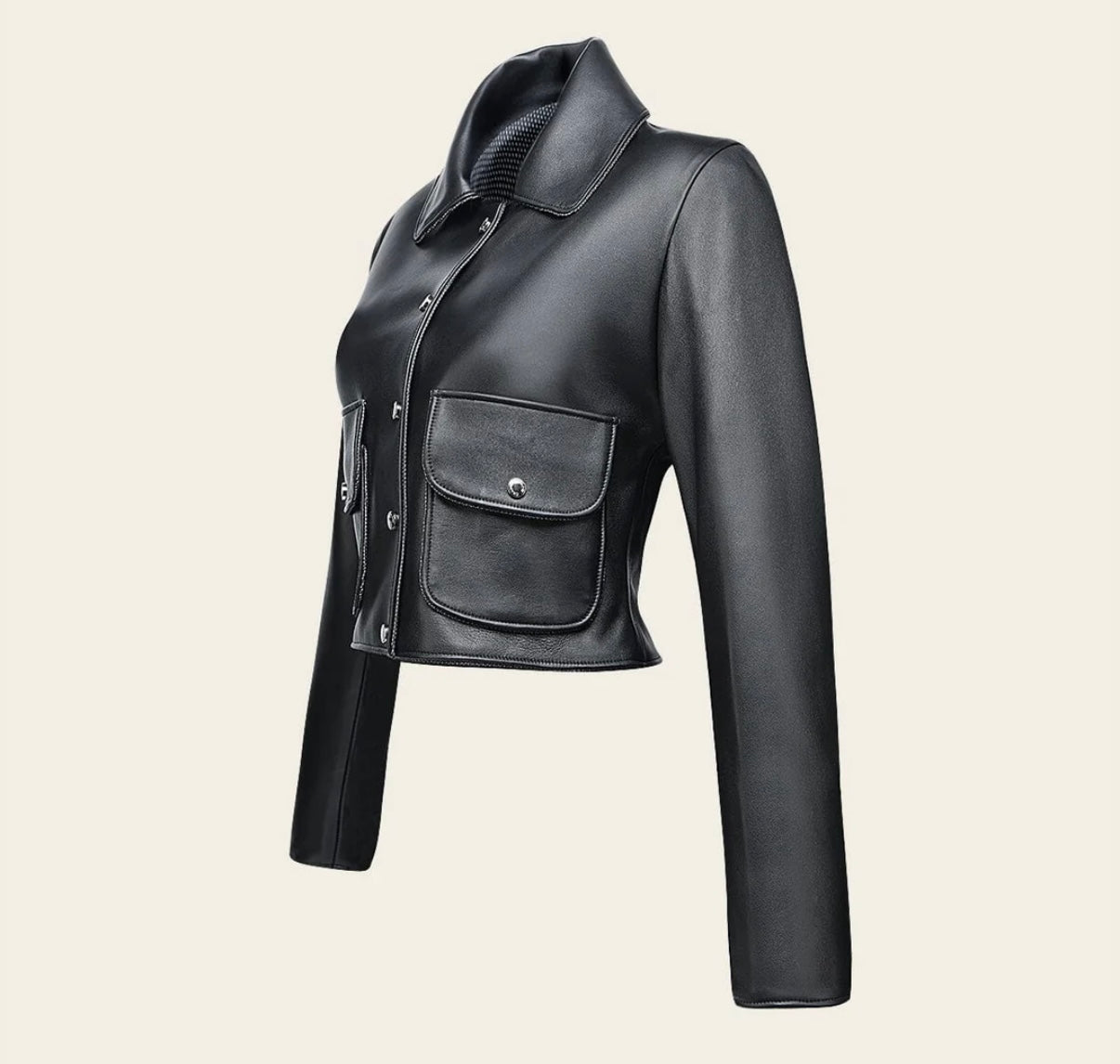 Chaqueta corta de cuero negra Cuadra