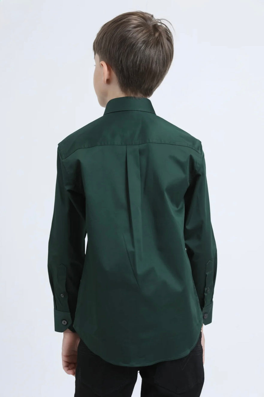 BOY’S EMERALD GREEN SLIM FIT SHIRT
