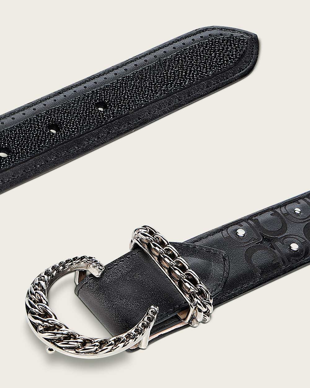 Elegant Women’s Casual Belt in Genuine Black Stingray Leather