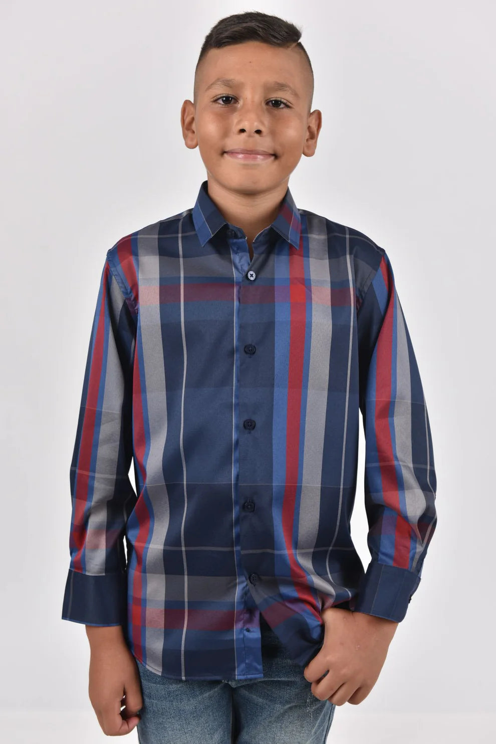 Kid's Modern Fit Navy Shirt