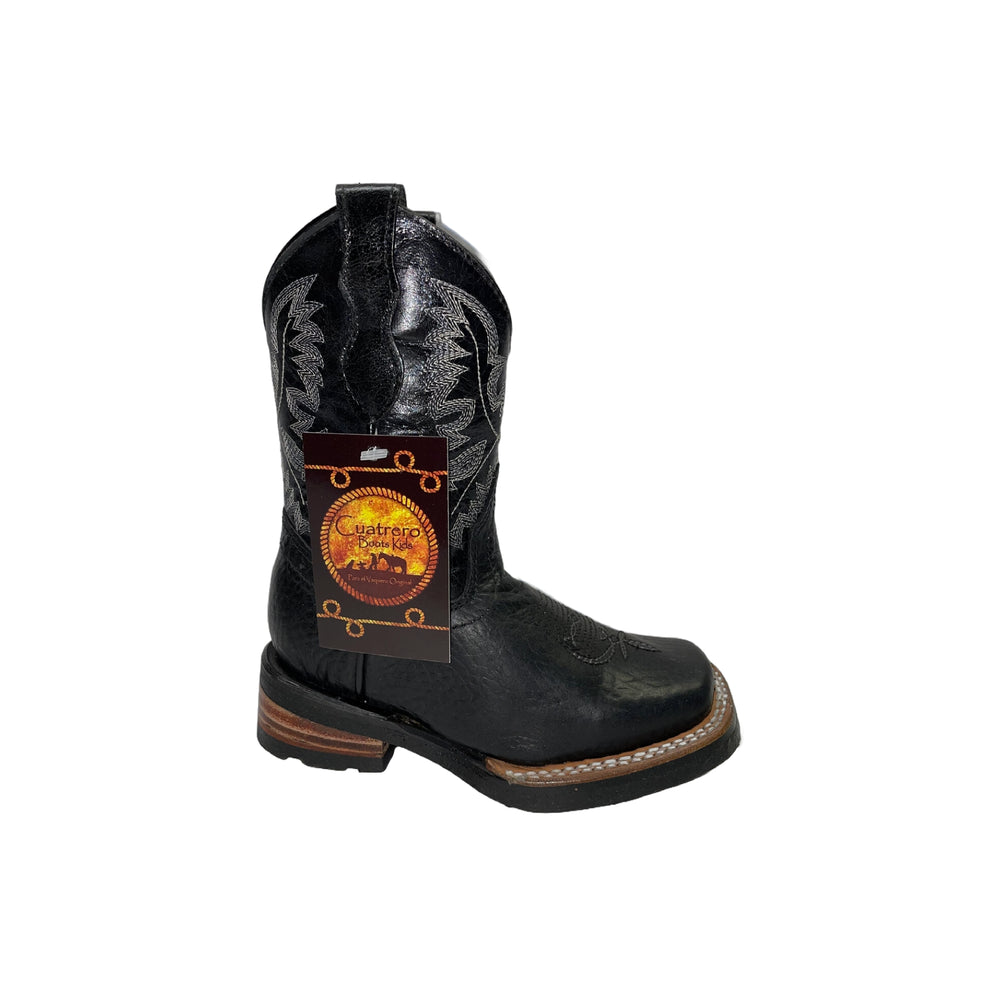 Cuatrero	Kids Leather Rodeo Boots - Black