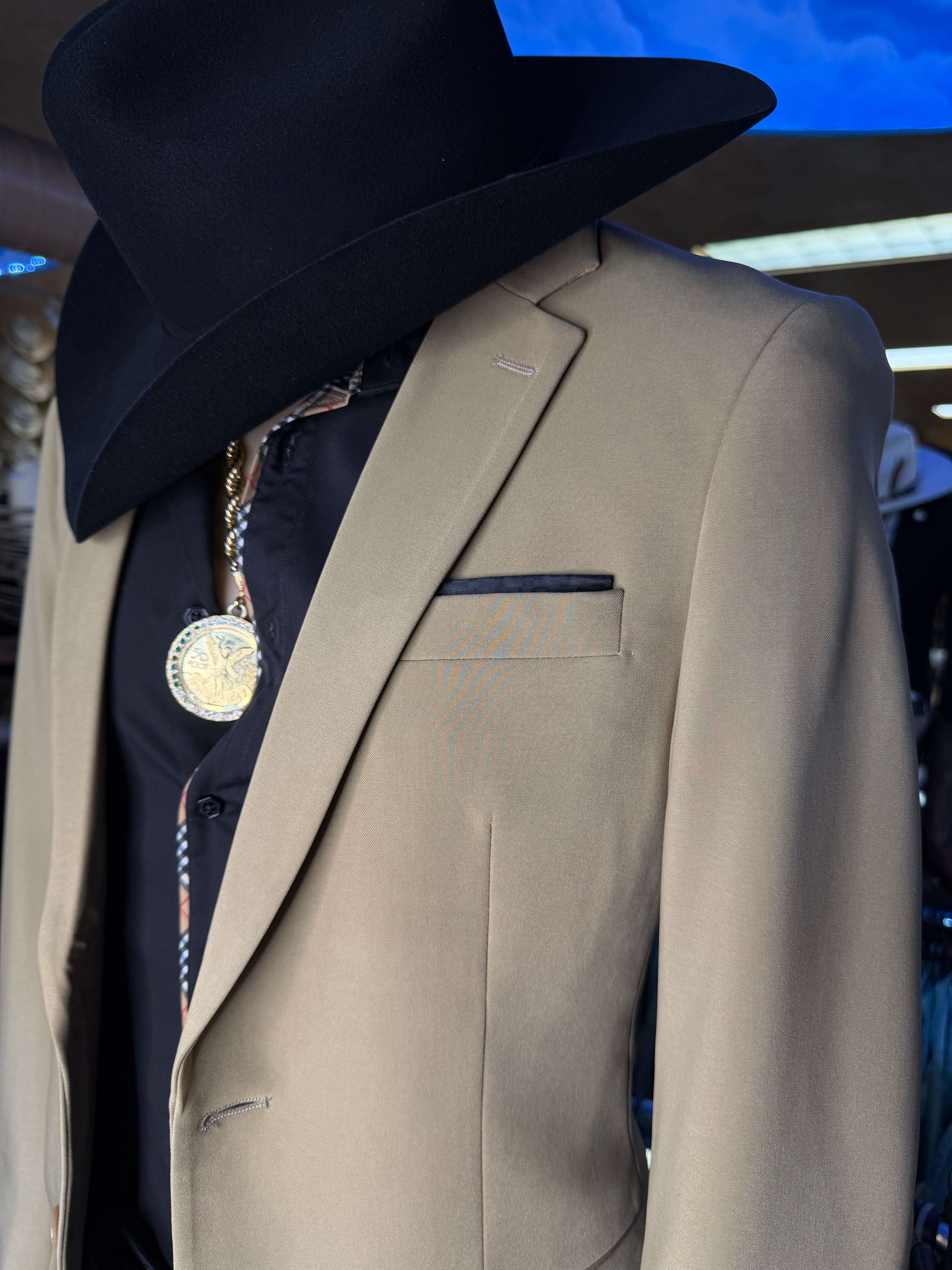 Mens Modern Fit Stretch Brown Blazer