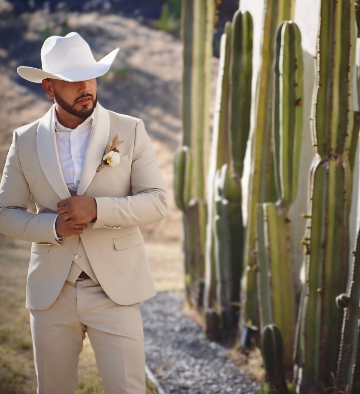 "Sanchez Brothers" Men's Luxury Champagne Suit – 3-Piece Set